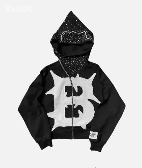 Billionaire Studios Bluto Mountain Zip Hoodie Black - oversized hoodie for women cozy winter outfits