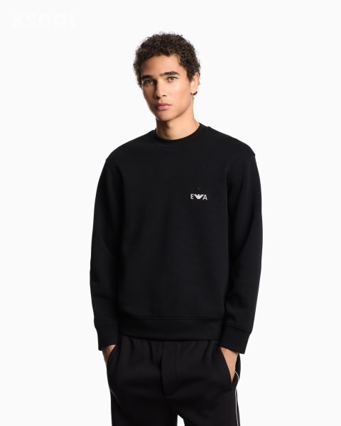 ASV jersey sweatshirt with super-embossed EA embroidery, black oversized hoodie for everyday street fashion, The Only Hoodie Worth Wearing