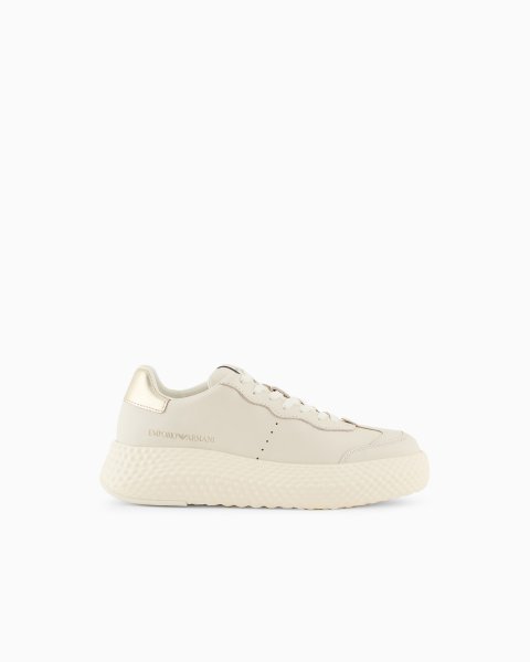 Chunky leather sneakers with gold back