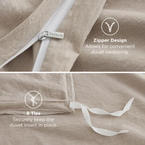Buy Essential Bedsure 100% Washed Cotton Duvet Cover Set Online