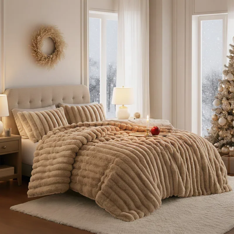 Buy Jasmine 3-Piece Ultrasoft Faux Fur Ribbed Comforter Set