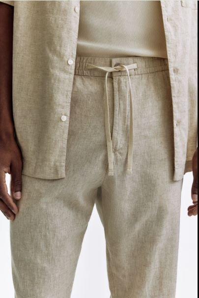 Men h&m Regular-Fit Linen-Blend Pants
