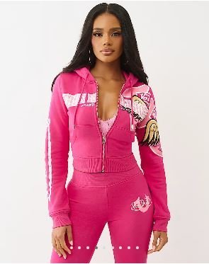 True X Von Dutch Crystal Shrunken Zip Hoodie | Y2K Lounge