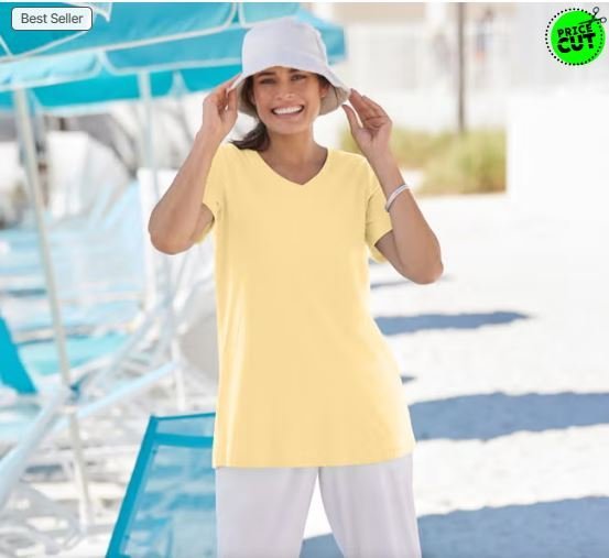 Woman Within Plus Size V-Neck Tee | Everyday Cotton Tee — Xsoot