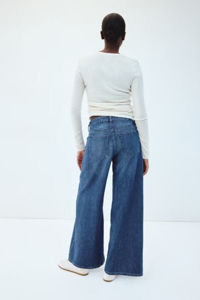 H&M MAMA Wide Low Jeans Denim Blue | Maternity Wide Leg — Xsoot
