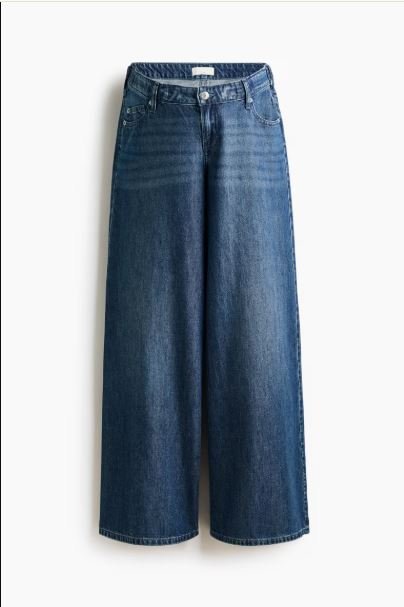 H&M MAMA Wide Low Jeans Denim Blue | Maternity Wide Leg — Xsoot
