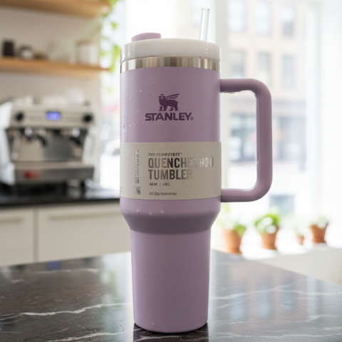 Stanley 40 Oz | (1200ML) Stainless Steel Vacuum Insulated Tumbler With Straw Leak Proof Quencher Cup For Hot And Cold Beverages - With Box | Sky Blue