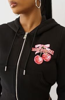 Cherry Shrunken Zip Up Hoodie | Daily Emotional Support Hoodie
