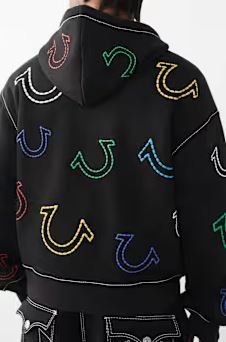 True Religion Horseshoe Big T Boxy Zip Hoodie | Men's Winter Gym Jacket