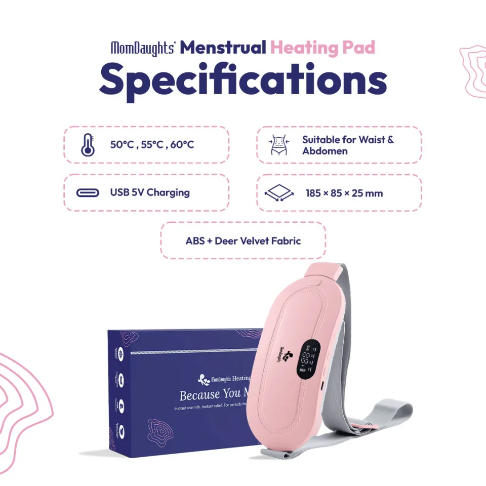 MomDaughts Menstrual Heating Pad with Massage | Fast Cramp Relief