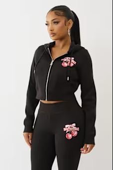 Cherry Shrunken Zip Up Hoodie | Daily Emotional Support Hoodie