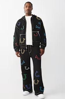 True Religion Horseshoe Big T Boxy Zip Hoodie | Men's Winter Gym Jacket