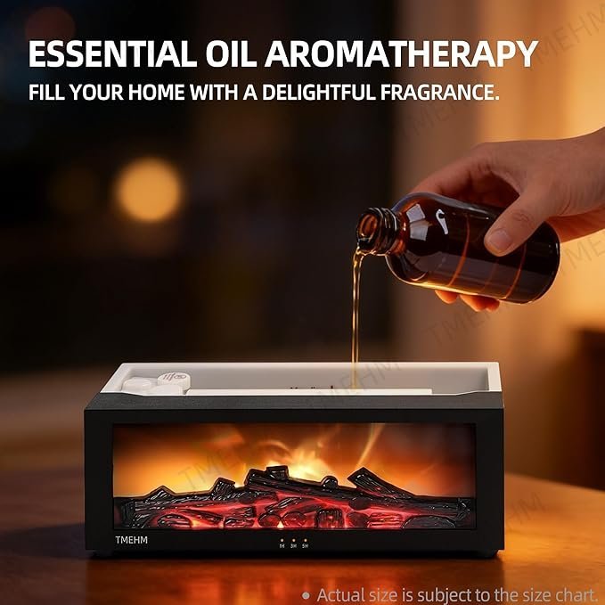 Essential Oil Diffuser, Fireplace Flame oil Diffuser Humidifier, 7 Colors Aromatherapy, Essential Oil Diffuser, Ultrasonic Aroma Humidifier, with Timer for Home, Bedroom, Office, Yoga