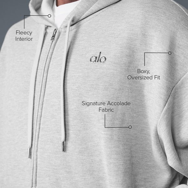 Accolade Full Zip Hoodie Athletic Heather Grey | Alo Yoga Full Zip Hoodie | Xsoot